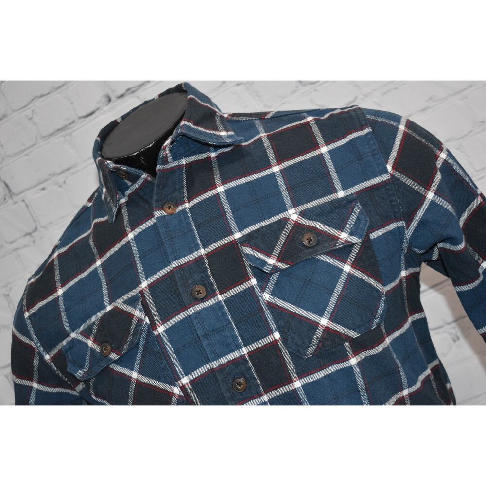 Jach's MFG Heritage Flannel Dress Shirt Mens Size Small Blue Plaid Cotton